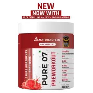 NATURALTEIN Pure 07 Preworkout – Natural Watermelon Flavour Flavour 300 Gm