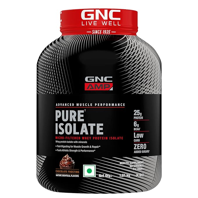 GNC PURE ISOLATE 4LBS WHEY PROTEIN | 25 GM PROTEIN | 60 SERVING - FREE SHAKER....